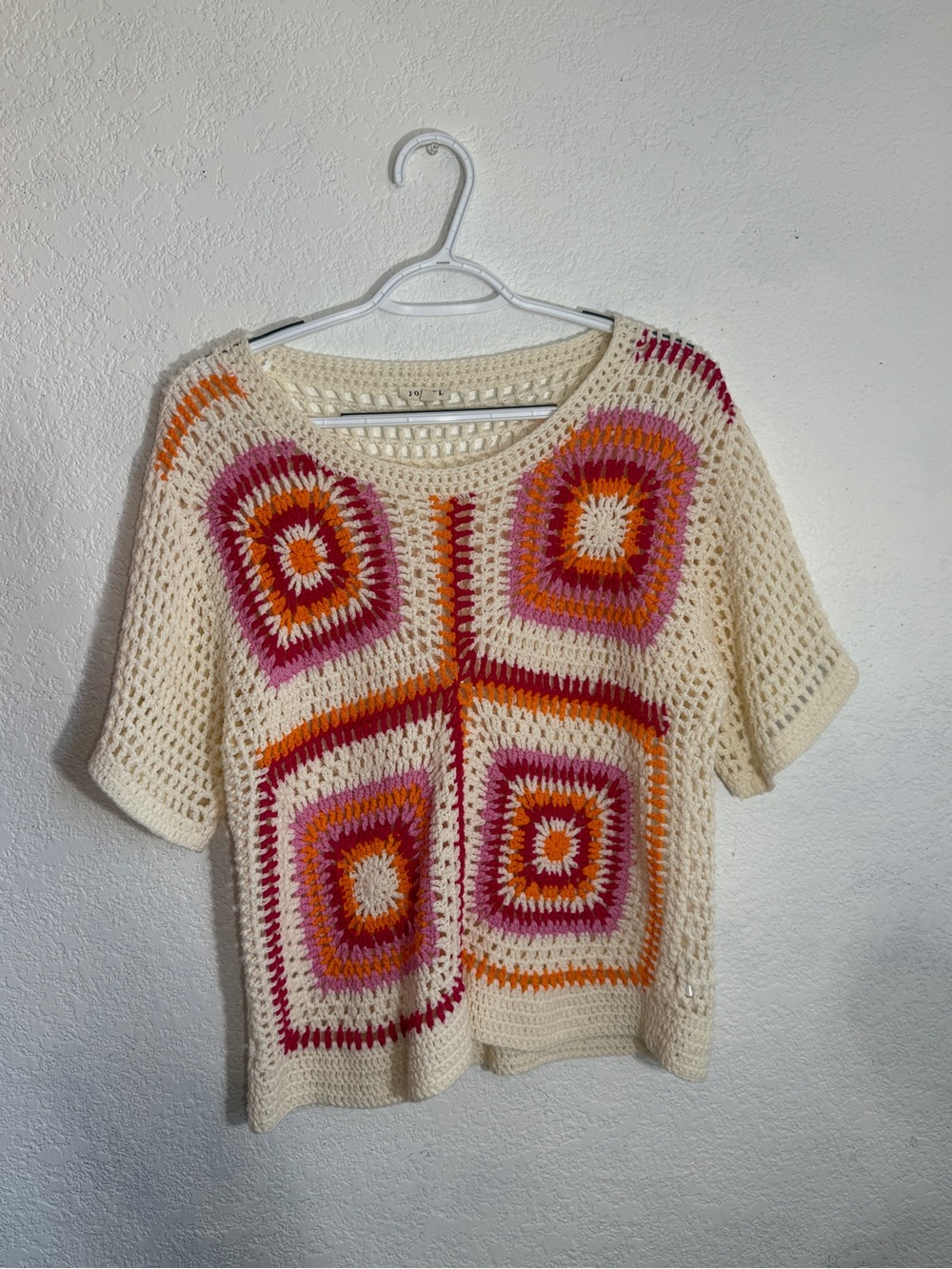 Jodifl Crochet Sweater Boutique Granny Square Knit Top Size L